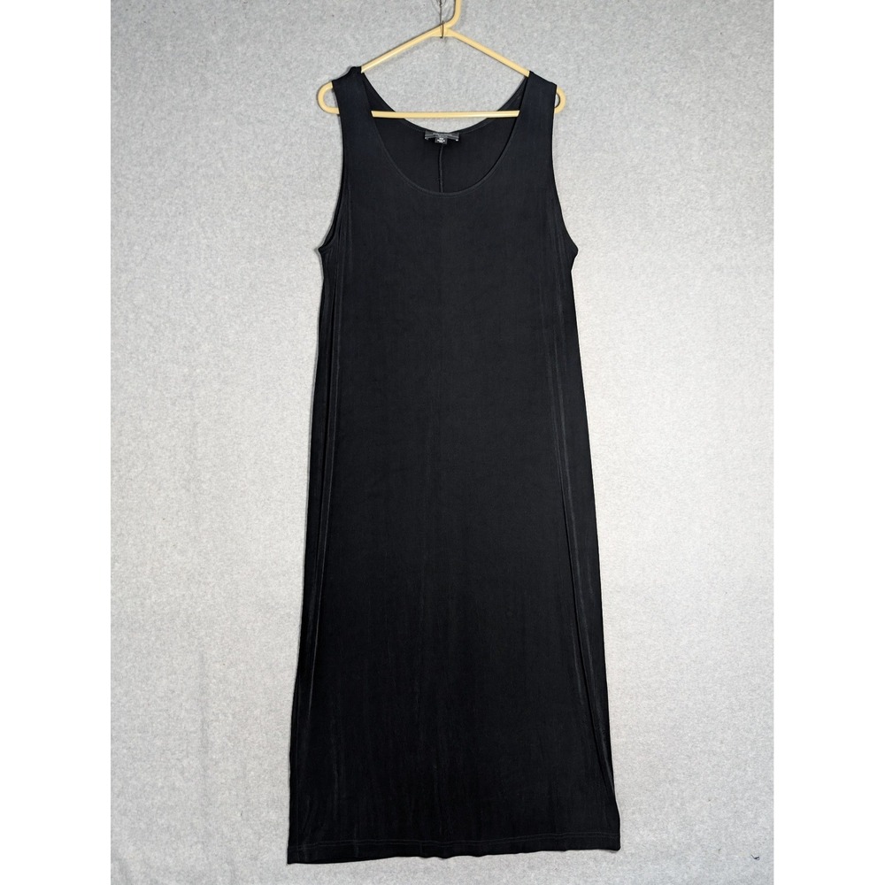 R&M Richards Maxi Tank Dress 16W Black Slinky Knit Scoop Neck Witchy Layering